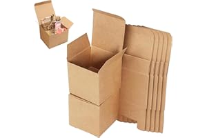 HXXWEUS Boite Kraft Cadeau Marrons, 15 pcs Boite Carton Marron, boite Carton de 10 x 10 x 10 cm, boîte Cadeau Carrée avec Couvercle, pour Cadeaux, Mariages