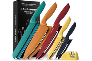 Home Hero Ultra Nitido da Coltelli Cucina Inox - Set Coltelli da Cucina Professionali (5 pezzi con Guaina - Multicolore)