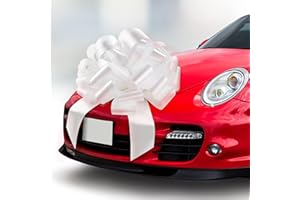 Zoe Deco - Big Car Bow - Glossy White, 23 Inch - Round Shape Giant Car Bow for Birthday, Christmas, Wedding Reception, Surprise Party - Large Gift Wrapping for Huge Present