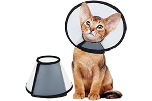 Vivifying Cat Cone, 20-24CM Lightweight Plastic Elizabethan Collar for Cats, Mini Dogs and Rabbits (M,Black)