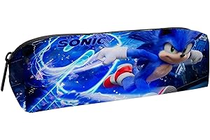 TMXKDSJ Trousse Scolaire, Sonic The Hedgehog Single Trousse, Fourre-Tout pour l'école, Étui à Crayons pour Filles et Garçons, Grande Capacité, Trousse Textile Rectangulaire, 20 x 5,5 x 6 cm