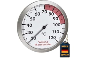 TFA Dostmann Analogue Sauna Thermometer, 40.1053.50, Measurement of the Temperature in the Sauna Area, Heat-Resistant, Silver/White, 120 cm Diameter