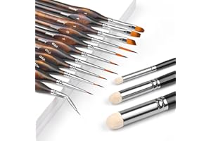 ‎FUUMUUI Modellbau Pinsel - 11 Premium Feine Detail Pinselset+3 Drybrush Pinsel für Acryl, Aquarell, Miniaturen, Modell, Warhammer 40k | ideal für Modellbau, D&D, Games Workshop, Tabletop, Citadel, Vallejo