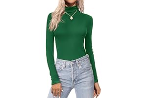 ZEAGOO Camiseta Manga Larga Mujer Cuello Alto Camisetas Basica Ajustada T Shirt Térmicas Sólido Camisa Ligero Elástico Suéter XS-XXL