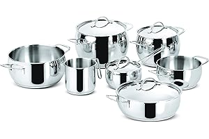 Lagostina Euforia Set di Pentole Induzione, Gas e Forno in Acciaio Inox 18/10, 11 Pezzi, Fondo Lagoseal Plus, Batteria di Pentole con 4 Casseruole, 2 Pentole, Bollilatte, 4 Coperchi