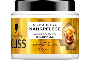 Gliss 4-i-1 behandling närande olja Nutritive (400 ml), hårbehandling med HAPTIQ System & Marulaolja ger näring åt stram, ska