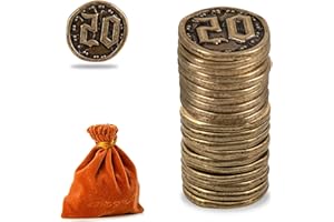 Prefdo Metal Coins for Board Games, 20 PCS Treasure Tokens for Poker, RPG, Strategy Tabletop Gaming, Fantasy Currency, Heavy Duty Generic Game Currency (Bronze - Value 20 Coins)