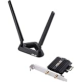 Asus PCE-AX58BT PCIe-Karte (Bluetooth 5.0 + Wi-Fi 6 AX3000 Dual-Band, 2x externe Antennen mit Standfuß, DFS)