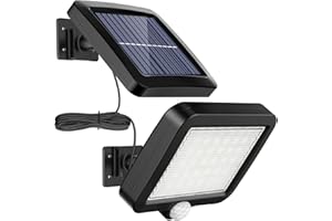 Lampes solaires pour extérieur, MPJ 56 LED Lampe solaire d'extérieur avec détecteur de mouvement, étanchéité IP65, angle d'éclairage 120°, applique murale solaire pour jardin avec câble de 7 m