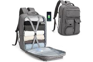 HPLQQ sac à dos Bagage Cabine 45x36x20 pour Easyjet sous siège Sac de Voyage Cabine Avion Bagage à Main Sac à Dos Ordinateur Femme Homme avec compartiment à chaussures,F3-Gris Foncé
