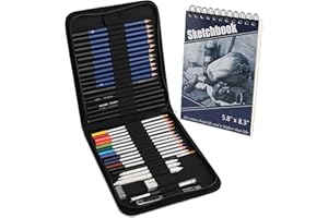 LAUVIOMIFY Professionelle Zeichensets ,41teiliges Skizzier- und Zeichenstift-Set mit Skizzenbuch,Graphit, Kohle und Farbstifte | Profi-Kunstzubehör für Künstler, Anfänger, Erwachsene und Kinder mit und Kit Bag