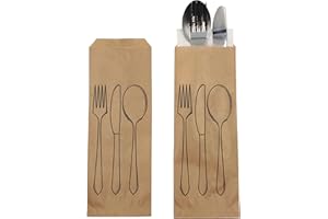 PAKNOR® Lot de 1000 sacs en papier pour couverts, 9 x 25 cm, parfaits pour les fêtes et les occasions spéciales, sacs à main jetables