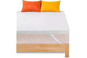 DOCHAIR Topper de 140 x 200 cm, 7,5 cm de altura, colchón de espuma viscoelástica con 4 bandas antideslizantes, dos grados de dureza, cómoda funda lavable