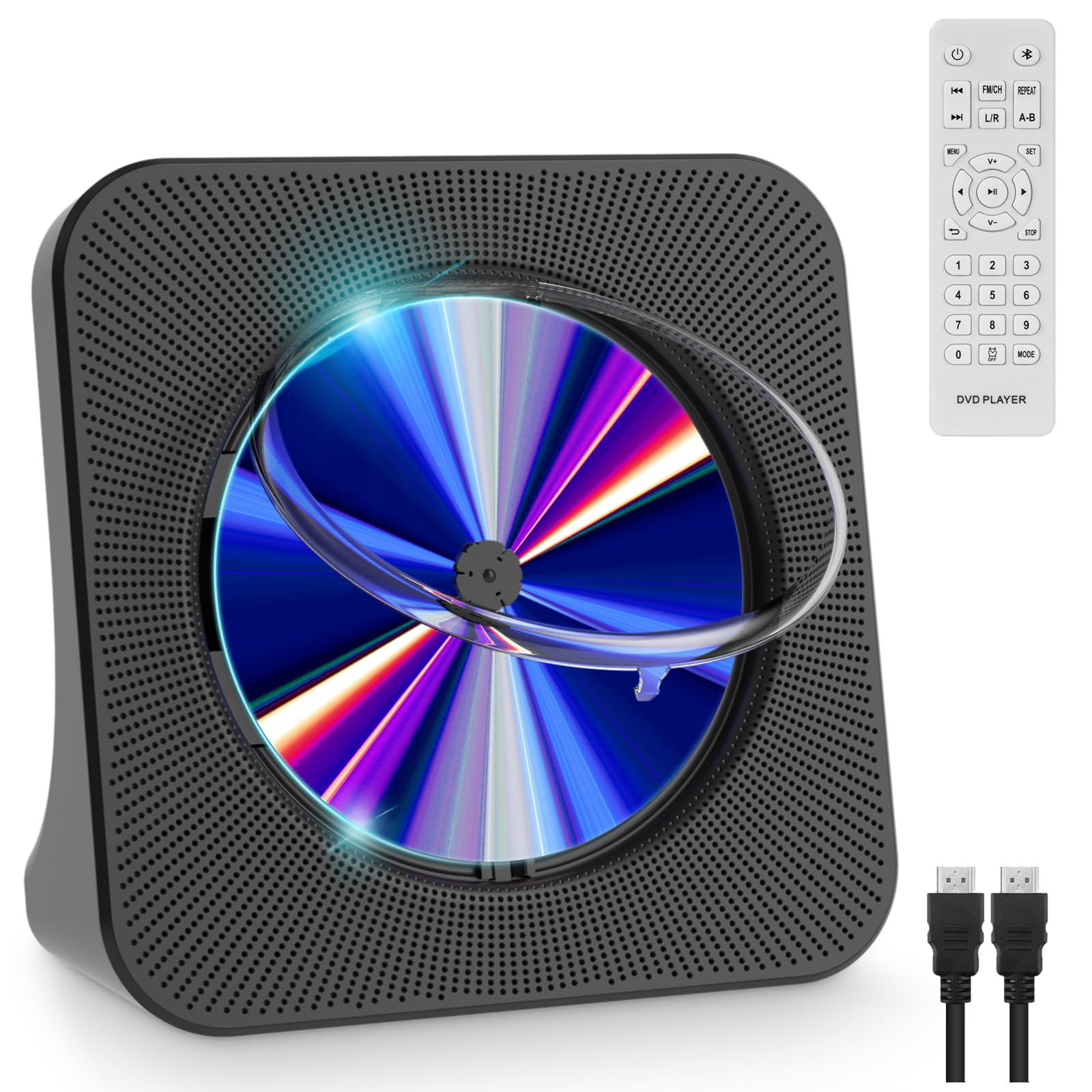 Gueray 906 DVD/CD Player for TV with Bluetooth Speakers, Display, Alarm Clock, FM Radio, USB Card Playback, HDMI Cable, Remote Control