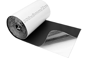 Mbsomnus Rolka z pianki o zamkniętych komórkach, 300 mm x 6 mm x 2 m, samoprzylepne arkusze piankowe, neoprenowe, samoprzylepny tył, arkusz gumowy, 6 mm, czarny, do podkładek meblowych, ochraniaczy