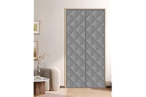 HILEYOLLA Tenda per Porta Isolante Termico e Acustico, Magnetica Autoassorbente, Anti Freddo per Cucina e Casa, Zanzariera, Nessuna Perforazione Necessaria (Grigio, 90 x 210)