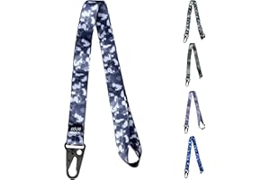 FFIVE - Lanyard camuflaje militar digital - colgar cuello llaves telefono movil tarjeta identificacion cartera poliester (GRIS)