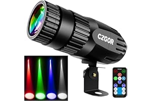 CZGOR Luz Pinspot, Reflector 15W RGBW 4 en 1 - Luz de Foco de Bola de Espejo, con Control Remoto. Súper Brillante,Efecto de Haz LED Pinspot para Escenario, Ideal para Fiestas,Discotecas,Bares y Bodas
