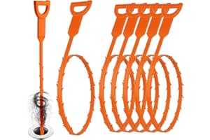CHMEJIA Drain Cleaner Spiral 25 Inch/64 cm Drain Spiral No Clogging Drain Cleaner Sticks Reusable Drain Snake Drain Declogger for Kitchen and Shower Drain Pack of 6