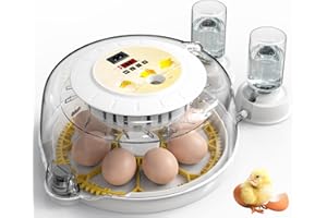 DETODDA Brutautomat Vollautomatisch, Brutmaschine Vollautomatisch Brutkasten Hühner mit LED Beleuchtung Automatischem Eierdrehen, Inkubator Hühner für 8 Eier