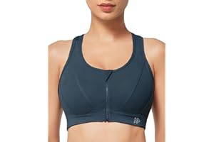 Yvette Soutien-Gorge de Sport Zippée Devant Dos Nageur avec Coussinets Soutien Élevé sous-vêtements de Sport Femme