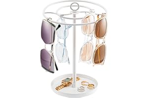 ProCase Soporte Giratorio para Gafas de Sol, Expositor Colgador para Grafas Organizador de Grafas de Metal para Casa Tienda -Blanco