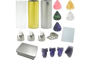 DUGYIRS Slide de Guitare - 3 Pièces Glissières (2 Métal et 1 Verre), 8 Médiators (4 Acier Inoxydable, 4 Plastique), Accessoires pour Guitaristes
