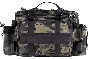 Lunaanda Schwarze Tarnung Angeln Köder Aufbewahrungstasche - Wasserdicht, Große Kapazität, Multifunktionale Schulter- und Umhängetasche für Angelruten und Zubehör, 40x28x20cm