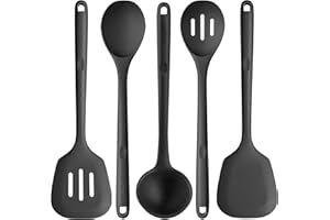 ‎U-TASTE U-Taste Zestaw silikonowych przyborów kuchennych: Odporne na temperaturę 230°C długie przybory kuchenne niezawierające BPA nieprzywierające akcesoria kuchenne do mieszania (Czarny)