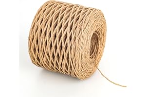 bssmmai Cordon en papier - 200 m x 2 mm - Cordon en papier naturel marron - Fil décoratif pour travaux manuels, fleurs, bouquet de mariage, emballage de compositions florales