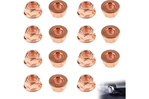 BFUZXY 15 Stück Auspuffmutter M8 Sechskant,M8 x 1.25 CU SW13 Kupfermutter,Sechskant-Kupfer Selbstsichernd,Krümmer Muttern Kupfer,Auspuff Stehbolzen,Kupferschraube,Auspuffkrümmer Mutter Kopfbolzen für BMW E30