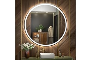KWW 100 cm LED Rotondo Specchio Vanity Bagno, Temperatura di Colore Regolabile, Luci Dimmerabili Anti-Nebbia, Facile da Installare, Specchio Montato a Parete con Smart Touch Button