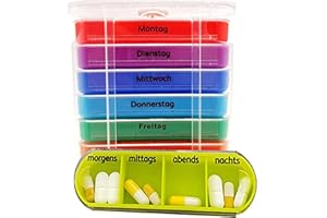 M&H-24 Tablettenbox 7 Tage Medikamentenbox Pillenbox Transparent - Pillen-Tabletten-Dose Medikamentendispenser Wochendosierer Woche 4-Fächer für Morgens Mittags Abends Nachts 1 Stück