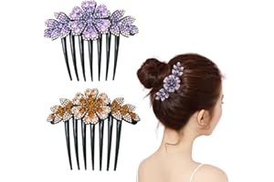HNJUSR 2 Pack Haarkämme mit Strass,Haarkämme,Schmetterling und Blumen, Haarkämme mit Strass, Haarkämme für Frauen, Mädchen, Geschenke, Braut-Haar-Accessoires,Metal Strass Haarkamm Rutschfester Schmetterlinge