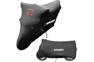 ‎BUSHBOCK PREMIUM COVER BUSHBOCK® Premium Cover Indoor Motorrad Abdeckplane-Staubschutz-elastischer, atmungsaktiver Samt-Stretchstoff (XL-XXL, Schwarz)