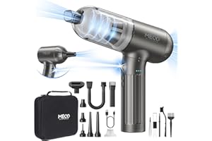 ‎MECO ELEVERDE MECO ELEVERDE 4-in-1 Handstaubsauger Akku, Elektrische Staubgebläse 130000U/min 3-Gang Auto Staubsauger mit Bürstenloser Motor und LED-Licht, Tastatursauger Druckluftspray für PC, Sofa, Auto, Grau