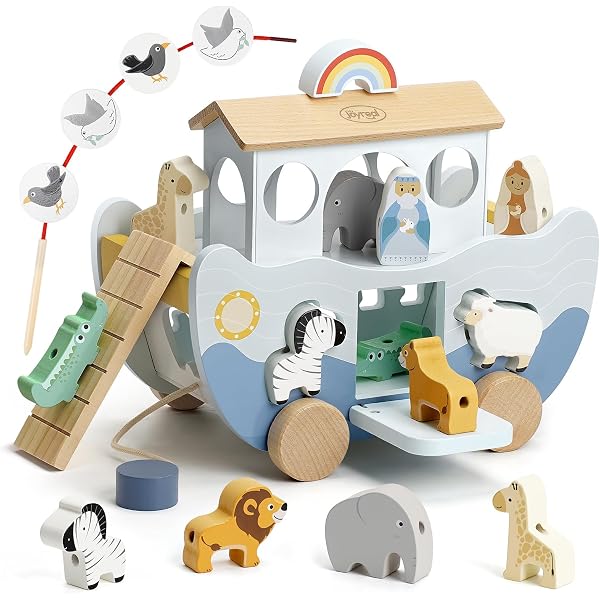 Taufgeschenk Holzschiff Mit Sockel – Symbolisches Geldgeschenk Für Jungen & Mädchen In Blau (19 X 18 Cm)