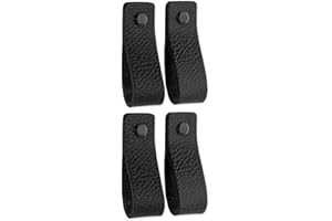 Brute Strength - Maniglie in pelle per mobili - Nero - 4 pezzi - 16,5 x 2,5 cm - Maniglia per mobili, maniglia per porte per cucina, bagno, armadi, comò, legno