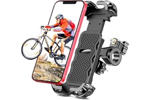 CIRYCASE Soporte Movil Bicicleta, Actualización [Protección Completa & Bloqueo Seguridad] Soporte Movil Patinete Electrico Giratorio 360°, Soporte Teléfono Moto/Scooter Ampliamente para 4.7-6.8" Móvil