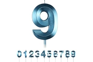 MACLUNAR Bougies d'anniversaire Numéro 9,3D Bleu Bougie Chiffre 9,Decoration Gateau Anniversaire,Bougies Gâteau Topper Decoration,Pour Les Enfants, Adultes