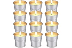 NALIKOSTY 12pcs Citronella Kerze für draußen und drinnen, 130-180 Stunden Brenndauer, natürliche Sojawachs Zitronengras duftenden Teelichter Kerzen, Zitronella Kerze Kit für Garten Camping Picknick