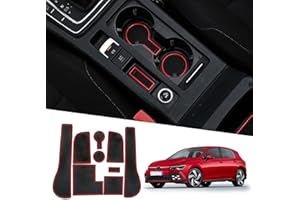 Ruiya Compatible avec 2014-2020 VW Golf 7 7.5 R GTD GTI GTE Tapis de Console Centrale en Caoutchouc, Tapis pour Porte-gobelet Accoudoir Couture de Porte Antidérapant Tapis Golf 7 Accessoire