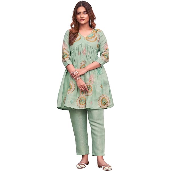 Soft Ivory 100%  Pure linen printed co-ord sets