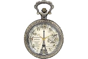 JewelryWe Muttertagsgeschenk Retro Taschenuhr mit Kette Damen Herren Analog Quarz Kettenuhr Vintage Uhr Anhänger mit Halskette Geschenk für Frauen Männer