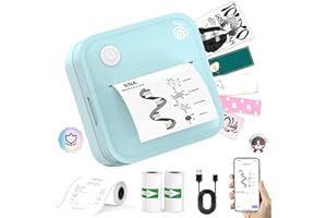 BeatCat Mini Etikettiergerät – Beschriftungsgerät – Bluetooth Label Printer, tragbarer Thermo-Aufkleberdrucker für Zuhause und Büro, Verschiedene Smartphone-Vorlagen (Blau)