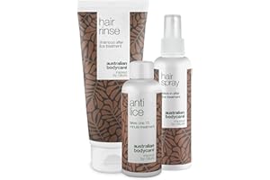 AUSTRALIAN BODYCARE Zestaw przeciwko wszawicy z olejkiem z drzewa herbacianego - Ostateczne rozwiązanie dla inwazji wszawicy i gnid z płukanką do włosów, sprayem do włosów i preparatem przeciw wszawicy