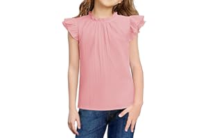 Arshiner Ragazze T-Shirt Estate Magliette Manica a Balze Collo a Balze A-Line Camicetta Bambini Camicia Elegante Larga Moda Tempo Libero Top Abbigliamento Bambini 5-12 Anni