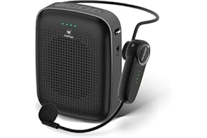 WinBridge Amplificador de voz inalámbrico con Bluetooth para profesores, sistema PA portátil de 15 W con auriculares de micrófono inalámbrico, micrófono personal para aula, enseñanza, entrenamiento y