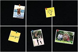 HULAVO Tableau d'affichage Carré en Feutre, Tableau d'affichage Mural Autocollant en Feutre avec 35 Punaises pour Bureau, École, Maison, Décoration Murale, Autocollants, Mémos, Photos(Noir)