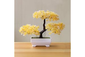 GEMINI_MALLL Gemini_mall Artificial Bonsai Cedar, Welcoming Pine Emulate Bonsai Simulation Decorative Artificial Flowers Fake Green Pot Plants Ornaments Home Decor Yellow
